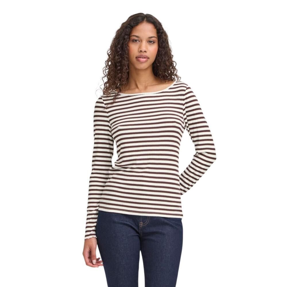 Ichi IHCELLA 2025 Fall Release Long-sleeved T-Shirt, Size S Color Coffee Bean